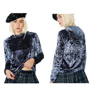 Dolls Kill Midnight Kiss Velvet Pullover Hoodie